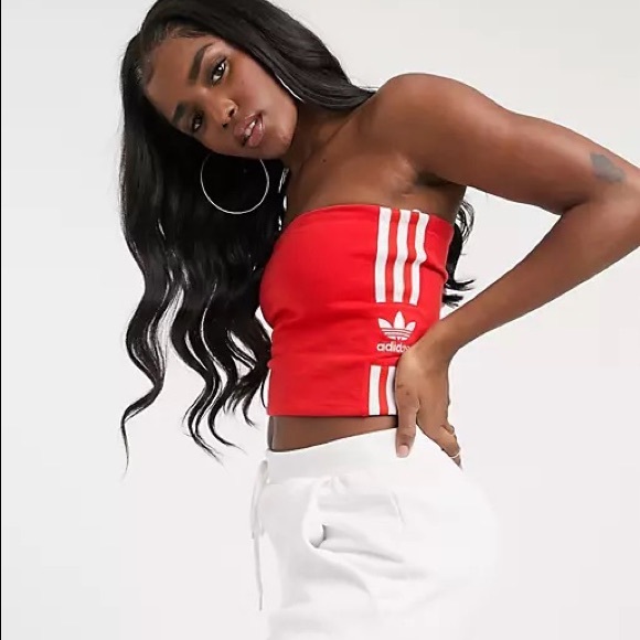 RED ADIDAS BANDEAU TUBE TOP, Size XS - Picture 8 of 14